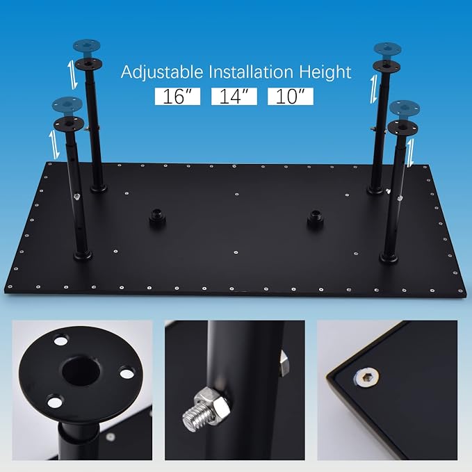 Matte Black Shower System 16 Inches Ceiling Mount Full Body Shower Faucet Set Brass Thermostatic Massage Shower with On/Off Body Jets and Handheld Can Run All At Once