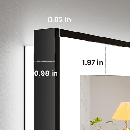 72"x32" LED Bathroom Mirror, Frontlit&Backlit, Controlled Separately | Black Metal Frame, Stepless Dimmable, Anti-Fog, HD Reflection, Shatter-Proof, 3 Colors Lighting, Memory, UL Listed