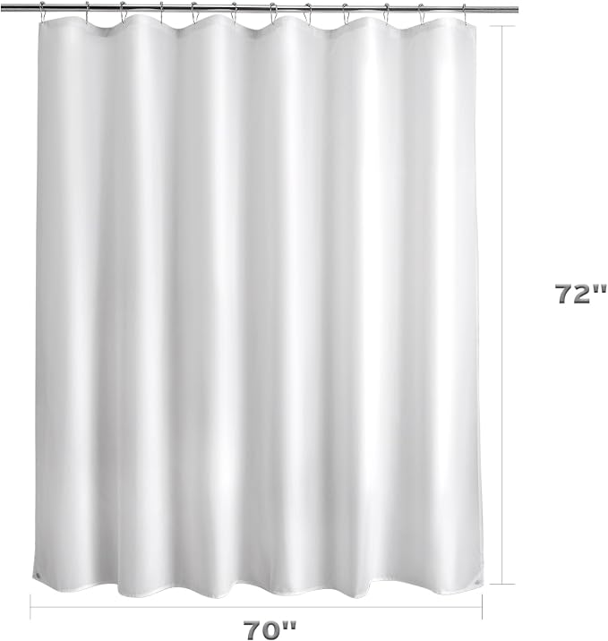 Titanker Waterproof Fabric Shower Curtain Liner Washable, Cloth Shower Liner with Magnets, White Shower Liner Soft Fabric, Lightweight Shower Curtain Liner, 70x72 Inches