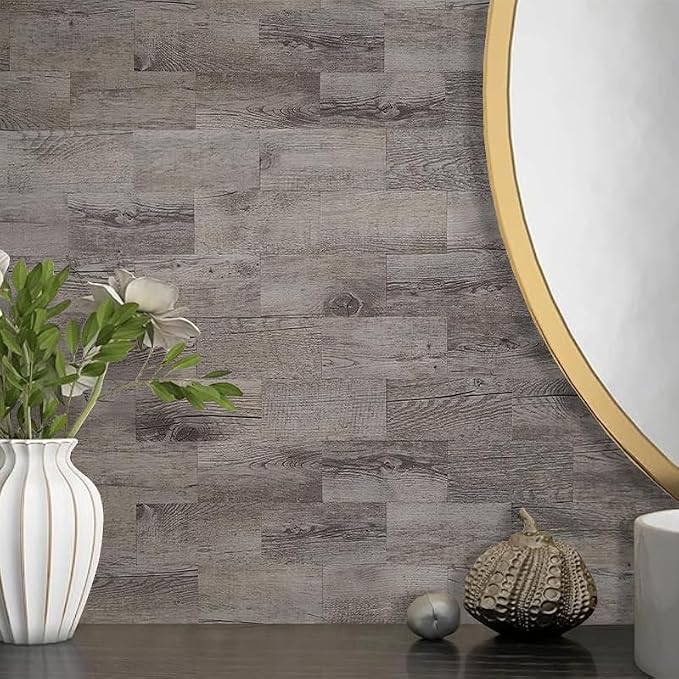 AULIGET Peel and Stick Backsplash PVC Tile, 3" x 6" Dover Gray Stick on Tiles for Backsplash Kitchen and Bathroom, 4 Pieces