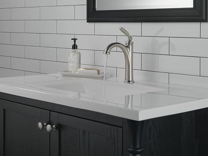 Delta Woodhurst Brushed Nickel Bathroom Faucet 1 Hole, Single Hole Bathroom Sink Faucet for Vanity, Metal Push-Pop Drain Assembly, Stainless 532-SSMPU-DST