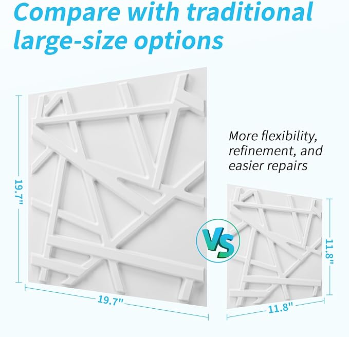 Art3d 20 Pack Decorative 3D Wall Panels, 19 Sq.Feet PVC Interior Wall Décor, 11.8"x11.8", White