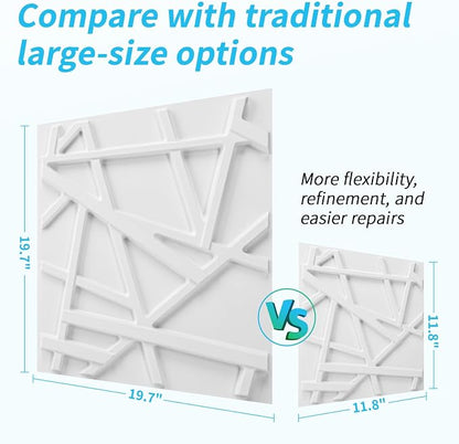 Art3d 20 Pack Decorative 3D Wall Panels, 19 Sq.Feet PVC Interior Wall Décor, 11.8"x11.8", White