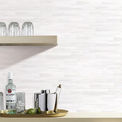 STICKGOO 1/3 Sheet Subway Tile Peel and Stick Backsplash, Star White Marble Look Dolomite Kitchen Backsplash Wall Tile(Only 1/3 Sample)