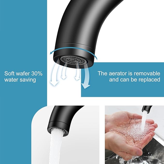 Black Single Hole Bathroom Faucet Black Vanity Faucet for Bathroom Sink 1 Hole or 3 Hole for Modern RV Sink with Pop-up Drain and Deck