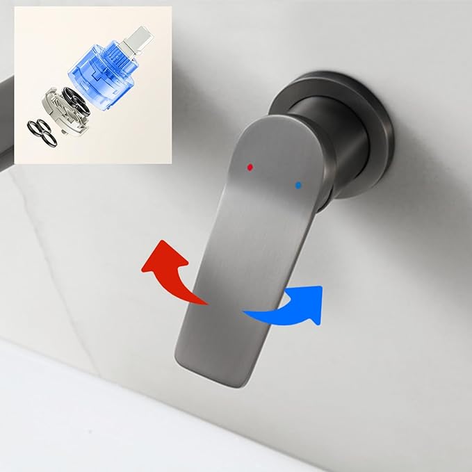 BiaoTeng Concealed Wall Mounted Bathroom Faucet Single Handle Hot and Cold Brass Wall Mount Waterfall Bathroom Faucets White