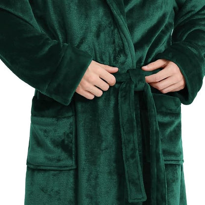 Yurhap Luxury Mens Robe with Hood, Ultra Cozy Fleece Bathrobe for Men, Plush Hooded Robe with Belt & 2 Pockets