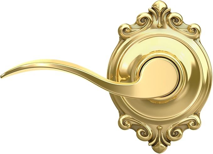 SCHLAGE Accent Lever with Brookshire Trim Hall and Closet Lock in Bright Brass