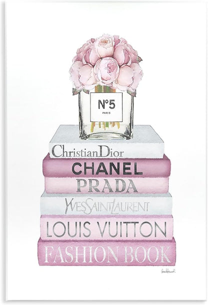 Soft Pink Rose Bookstack, 10 x 15 Inch Mounted Print on Wall Plaque | Stupell Industries · By Amanda Greenwood · Ready to hang · Hand finished · Made in USA