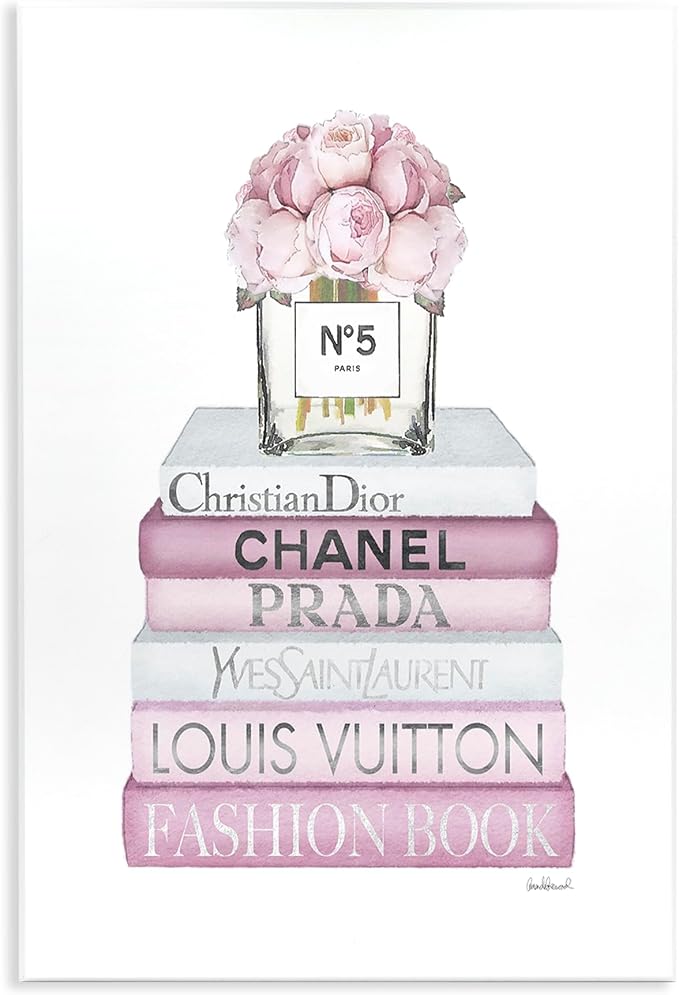 Soft Pink Rose Bookstack, 13 x 19 Inch Mounted Print on Wall Plaque | Stupell Industries · By Amanda Greenwood · Ready to hang · Hand finished · Made in USA