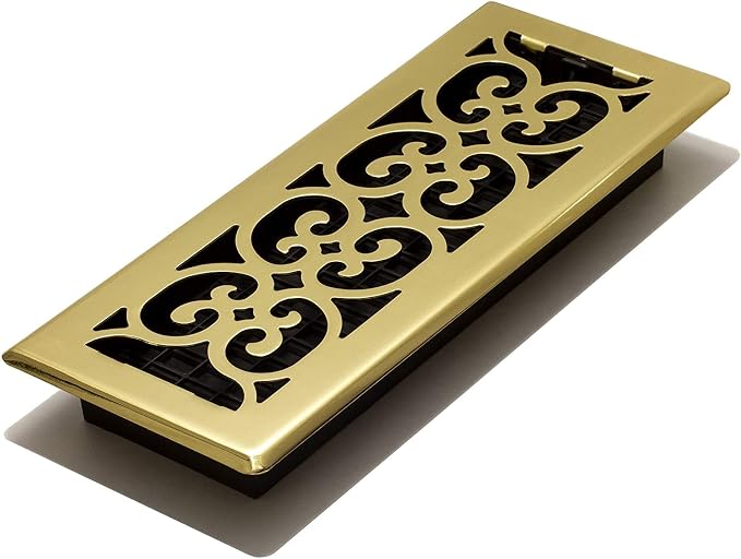 Decor Grates SPH412 Floor Register, 4x12, Polished Brass Finish