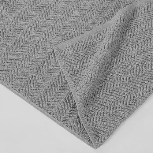 Modern Threads Otis 6-Piece 100% Cotton Towel Set – Zero Twist Jacquard Chevron – Includes 2 Bath Towels, 2 Hand Towels, 2 Washcloths – Absorbent, Quick Dry, Soft & Durable – Gray