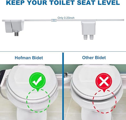 Bidet Attachment for Toilet, Dual Nozzle Cold Water Bidet with White Lever Handle, Non-Electric Toilet Bidet Attachment for Sensitive Skin and Family Use