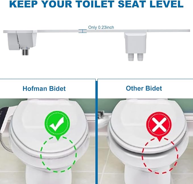 Bidet Attachment for Toilet, Non-Electric Bidet Self-Cleaning Dual Nozzle (Feminine/Rear Wash), Cold Water Bidets Sprayer for Existing Toilets Cover with Adjustable Pressure, Easy to Install, White