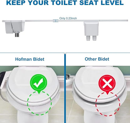 Bidet Attachment for Toilet Seat Water Pressure, Hygienic Bidets Attachment for Existing Toilets - Adjustable Fresh Water Pressure Dual Nozzle (Frontal & Rear Wash) Easy to Install,