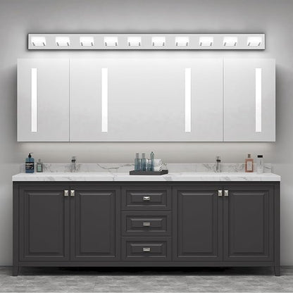 Ralbay 66inch Chrome Bathroom Vanity Lights Stainless Steel Acrylic LED Modern Chrome Bathroom Wall Lighting Fixtures