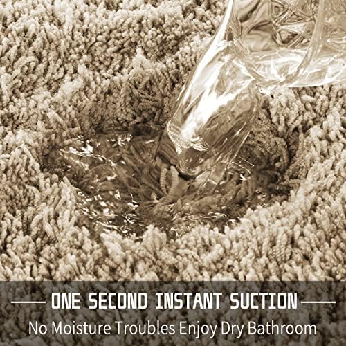 Yimobra Bathroom Rugs Non Slip Washable, Ultra Soft and Water Absorbent Bath Mats, Plush Fluffy Shower Mat Outside, Dries Quickly, Microfiber Thick Matts for Bathroom Floor/Sink, 24X17, Pure Beige