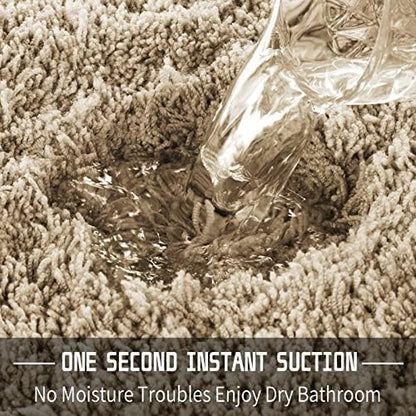 Yimobra Bathroom Rugs Non Slip Washable, Ultra Soft and Water Absorbent Bath Mats, Plush Fluffy Shower Mat Outside, Dries Quickly, Microfiber Thick Matts for Bathroom Floor/Sink, 24X17, Pure Beige