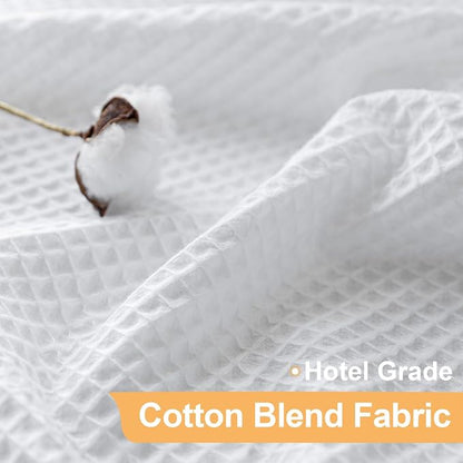 River Dream Cotton Blend No Hook Shower Curtain with Liner, White, 71x78 | with Snap in Liner, Heavyweight Waffle Fabric, Hotel Grade for Bathroom, Water Repellent, Corner Magnets, Machine Washable