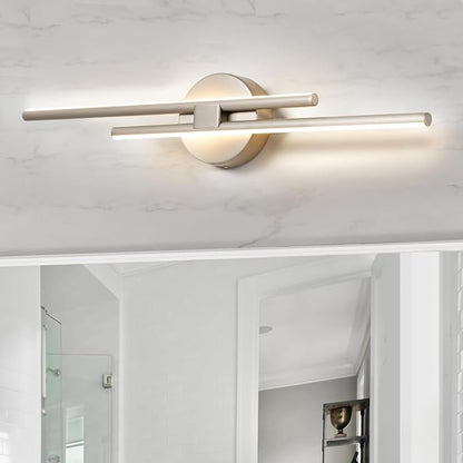EDISLIVE Dimmable Modern LED Vanity Light Fixtures Bathroom Vanity Wall Lighting, 23.6 in Mirror Vanity Lighting Fixtures for Bathroom Bedroom Makeup Living Room,3000K Warm Light(Nickel)