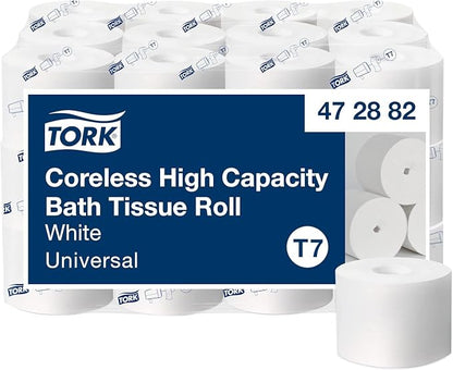 Tork Coreless High-Capacity Toilet Paper Roll T7, 36 x 1100 sheets, 472882 | White, Universal, 2-ply