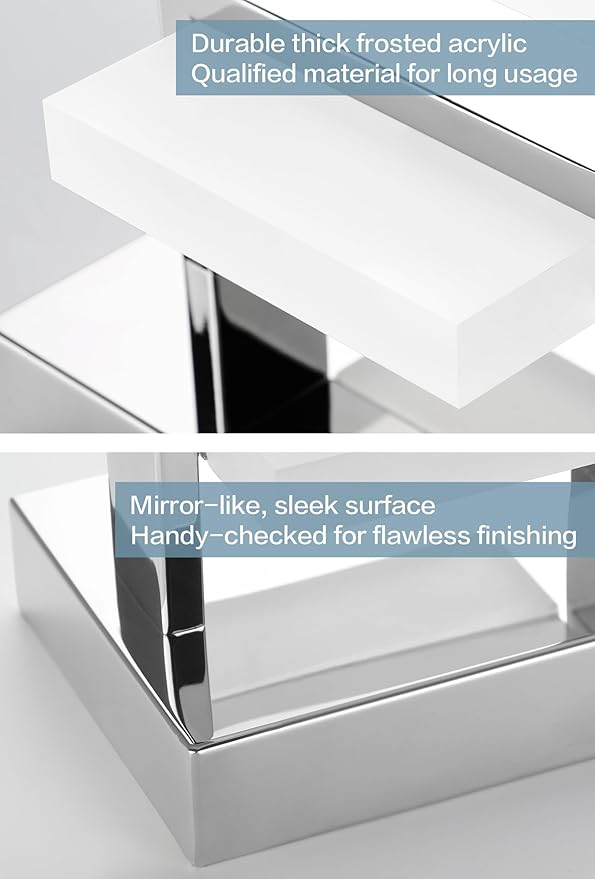 SOLFART Chrome Vanity Light Fixture, Bathroom Light Fixture Over Mirror, 4 Lights Vanity Lighting, Modern LED Bathroom Vanity Lighting, Easy Install Dimmable