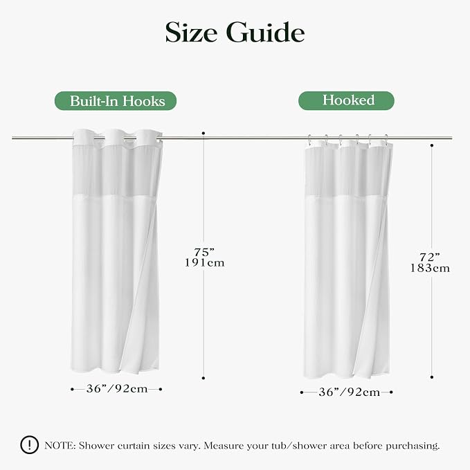 White Hook Free Waffle Shower Curtain & Snap-in Fabric Liner,36x75 | Less Time to install, 3 in 1 Fabric Shower Curtain and Liner Set with Magnets, Stall, Shower Curtains for Bathroom