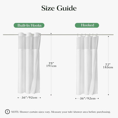 White Hook Free Waffle Shower Curtain & Snap-in Fabric Liner,36x75 | Less Time to install, 3 in 1 Fabric Shower Curtain and Liner Set with Magnets, Stall, Shower Curtains for Bathroom