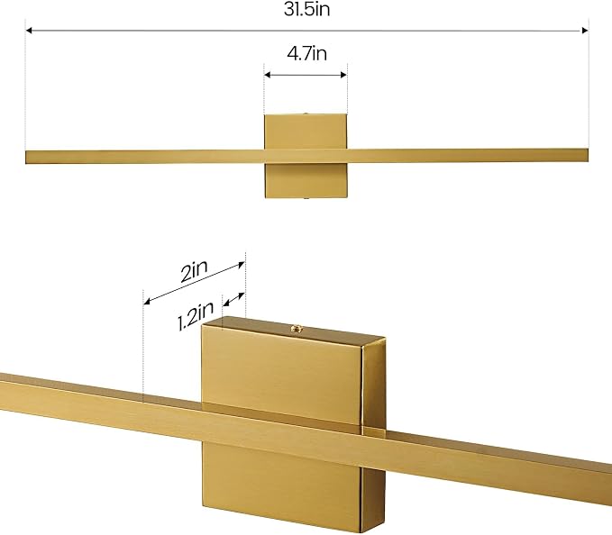 Epinl Gold Vanity Lights for Bathroom - 31.5 inch Brushed Gold Bathroom Light Fixtures Over Mirror 22W LED Dimmable Wall Sconce Lighting Fixture 5CCT Vanity Light Bar for Bathroom Bedroom