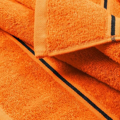 MyOwn Ultra Soft 6 Pack Cotton Towel Set, Contains 2 Bath Towels 28x55 inch, 2 Hand Towels 16x24 inch & 2 Wash Coths 12x12 inch, Ideal Everyday use, Compact & Lightweight - Orange