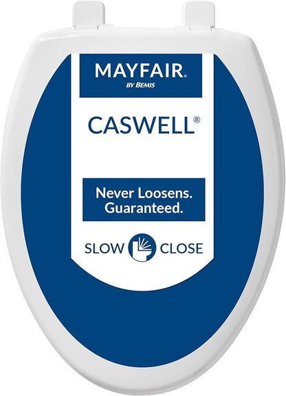 Mayfair Caswell Modern Slow Close Toilet Seat, Durable Plastic Seat, Made in USA, Elongated, White, 4-Pack