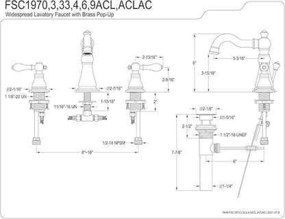 Kingston Brass Fauceture FSC19733ACL American Classic Widespread Bathroom Faucet, Antique Brass