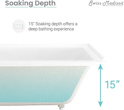 Swiss Madison Voltaire 48" x 32" Right-Hand Drain Alcove Bathtub
