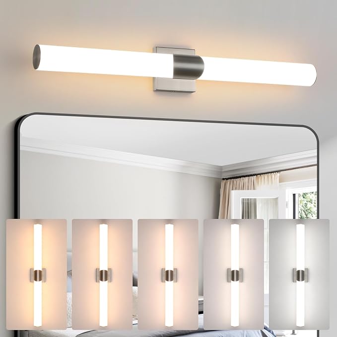 30" Brushed Nickel Bathroom Vanity Lights, Wall Lighting Fixtures | Modern Wall Light for Bathroom Bedroom Living Room Hallway