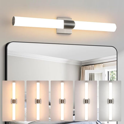 30" Brushed Nickel Bathroom Vanity Lights, Wall Lighting Fixtures | Modern Wall Light for Bathroom Bedroom Living Room Hallway