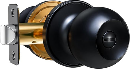Veise Privacy Interior Door Knobs for Bedroom & Bathroom, Matte Black | ANSI Grade 3, Keyless, Easy Installation, Thumb Lock Emergency Release, Rust & Fingerprint-proof, Reversible,Classic