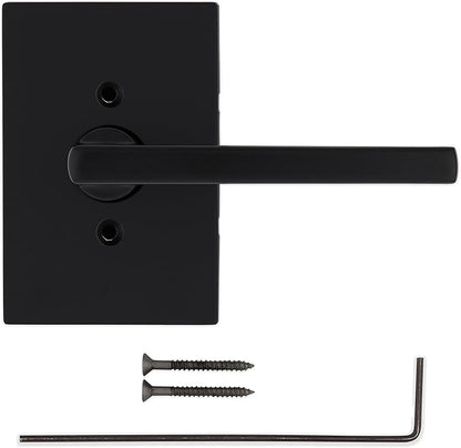 Kwikset Halifax Dummy Door Handle, Single Sided Lever for Closets, French Double Doors, and Pantry, Matte Black Non-Turning Reversible Interior Push/Pull Lever, with Microban Protection