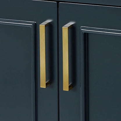 ARIEL Stafford 60-inch Bathroom Vanity Base Cabinet,Solid Wood, 4 Soft Closing Doors, 6 Dovetail Drawers, Satin Brass, Midnight Blue