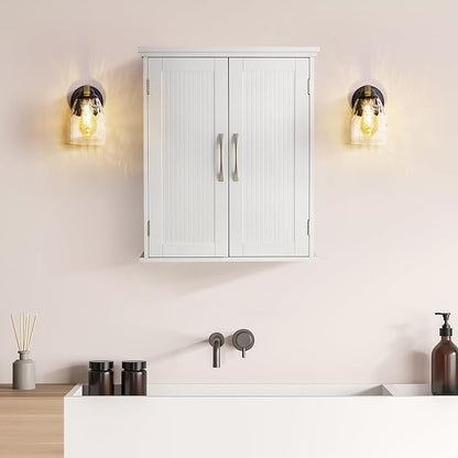 Teamson Home Newport Removable Wall Cabinet with Double Doors- White