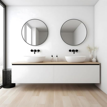 Round Wall Mirror 20 inch Black Circle Mirror for Bathroom with Metal Framed, Round Black Mirror for Wall Decor, Vanity, Entryway Living Room