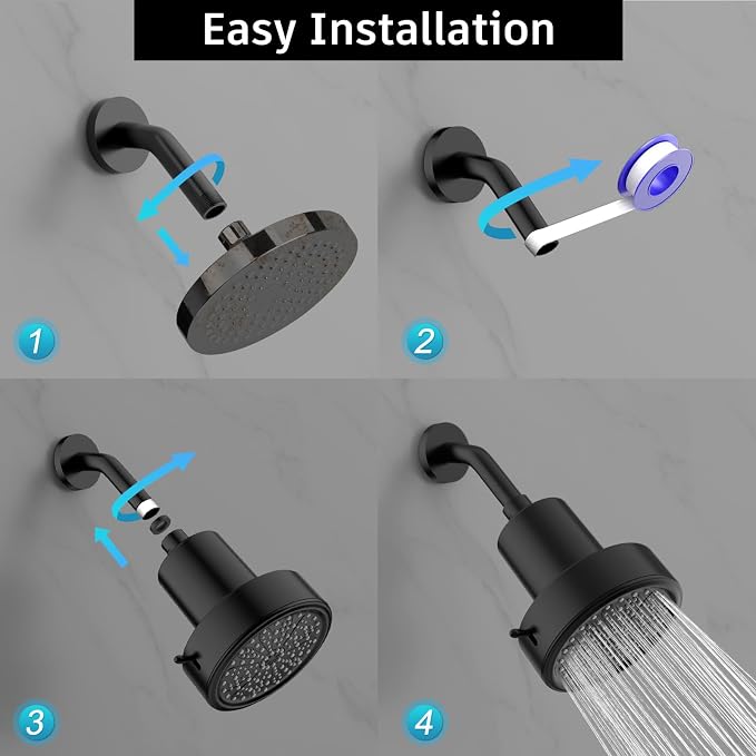 FEELSO Filtered Shower Head, High Pressure Shower Head with Filters | One-Click Filter Change Design, 6 Spray Rain Showerhead for hard water, Remove Chlorine, Improves Skin & Hair