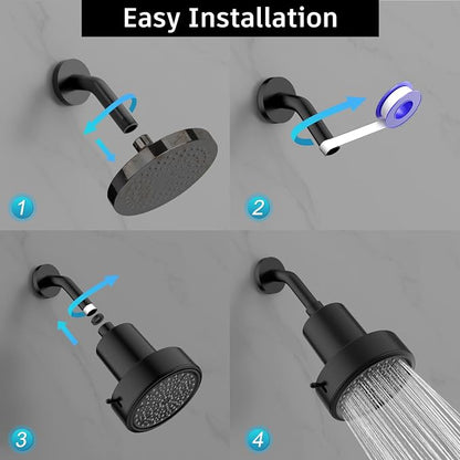 FEELSO Filtered Shower Head, High Pressure Shower Head with Filters | One-Click Filter Change Design, 6 Spray Rain Showerhead for hard water, Remove Chlorine, Improves Skin & Hair