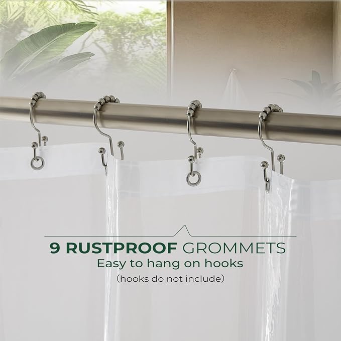 Clear Shower Curtain Liner with Side Suction Cups, Premium PEVA Plastic Shower Liner with 3 Magnets, Waterproof Bathroom Curtain, 54 x 72, Clear