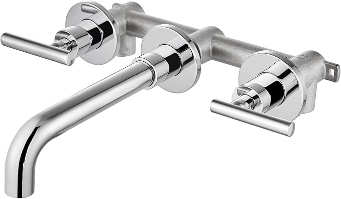 Airuida Wall Mounted Bathroom Sink Faucet,Chrome Polish Vanity Sink Faucet | Lever Handle,3 Holes,360° Widespread Swivel Spout,Rotatable Bathroom Faucet