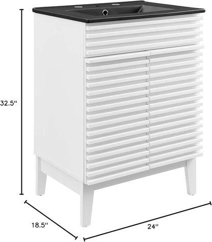Modway Render 24" Bathroom Vanity with Sink in White Black