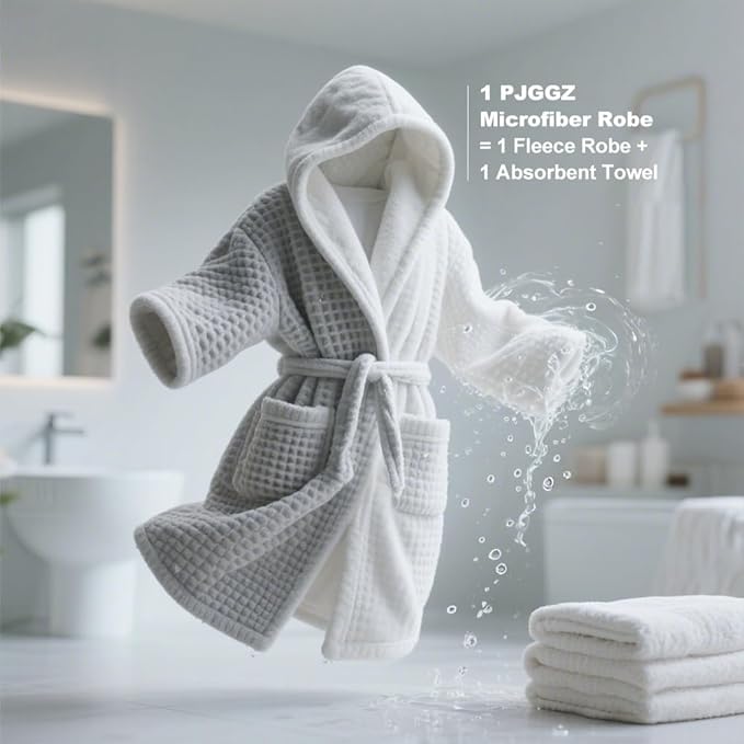 Men's Bathrobes with Hood, Soft Long Towel Robe for Men - Super Absorbent Quick Dry yet Warm