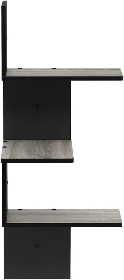 Furinno Rossi Wall Mounted Shelves 3-Tier Rectangle French Oak Grey/Black