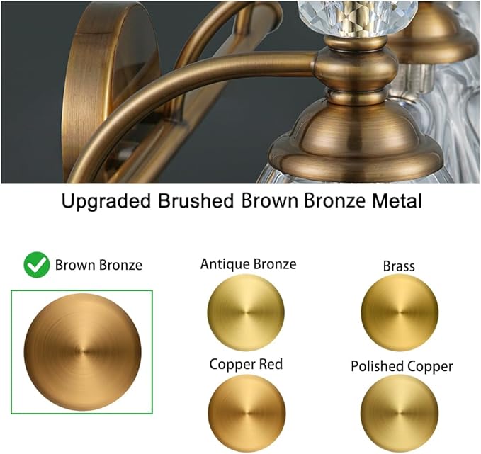 Brushed Antigue Brass Bathroom Light Fixtures 4 Lights, Antique Brass Vanity Light, Vanity Light Over Mirror, Vintage Bathroom Light with Clear Flower Glass, Lights for Wall Interior Hallway