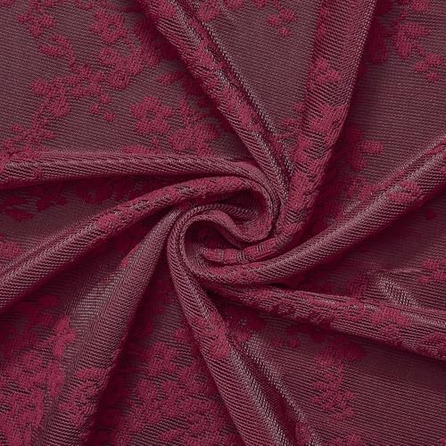 TUDECO Extra Long Dark Red Shower Curtain with Valance, 72W x 90L Inch