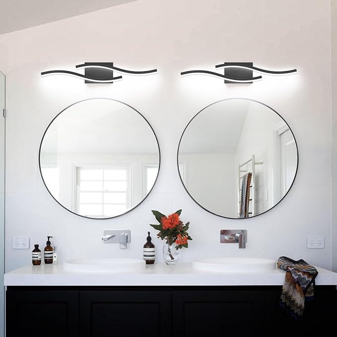 PRESDE 24 Inch LED Bathroom Vanity Light Bar, Modern Black Wall Lighting Fixture Over Mirror Dimmable